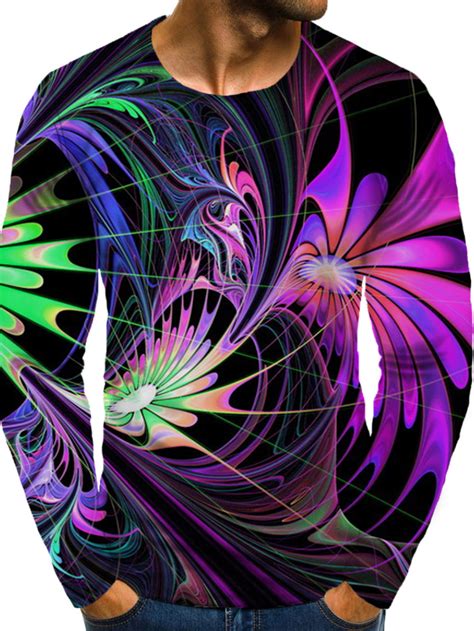 Mens Shirt T Shirt Tee 1950s Long Sleeve Graphic 3d Print Plus Size Round Neck Daily Holiday