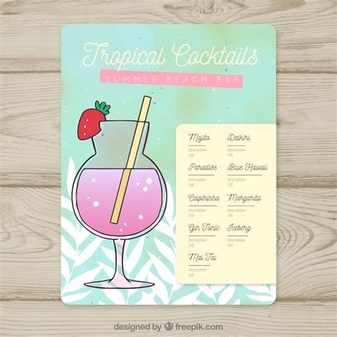 Free Vector Hand Drawn Cocktail Menu Template