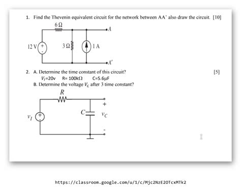 Solved 1 Find The Thevenin Equivalent Circuit For The