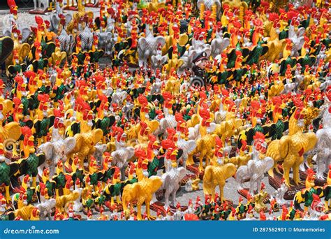 Chickens Statue Are Worship And Placed At The Temple Stock Image