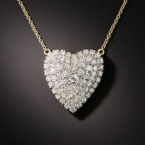 Vintage Pave' Diamond Heart Necklace