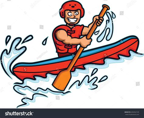 White Water Rafter Cartoon Illustration Isolated Stock Vector Royalty