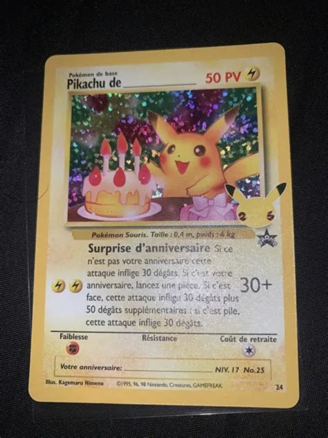 Carte Pok Mon Pikachu De Anniversaire Promo C L Brations Secr Te