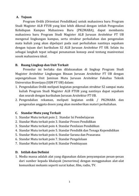 Pdf Standard Operating Procedure Sop Arsitektur Ub Ac Id Wp Content