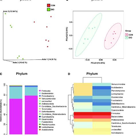 DIO Significantly Alters The Abundance Of Gut Microbiota A B 3D And