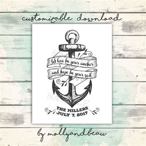 Anchor Art Nautical Theme Art Nautical Themed Wedding Let Love Be Your Anchor Quote Custom