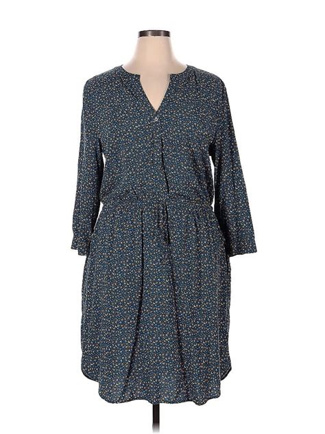 Ann Taylor Loft Outlet 100 Rayon Blue Casual Dress Size Xl 42 Off