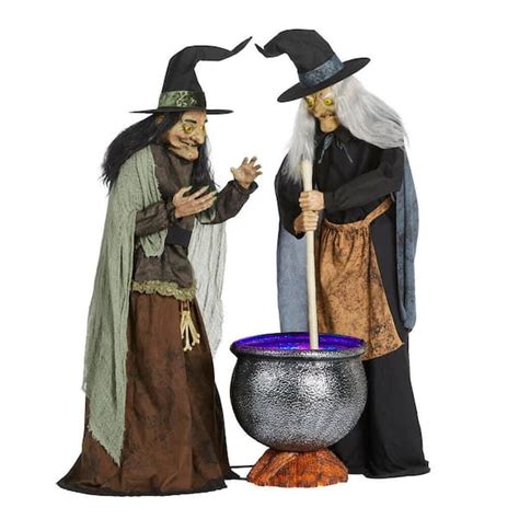 Lifesize Animated Halloween Witch W Bubbling Cauldron Off