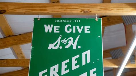 Green Stamps Double Sided Porcelain Sign At Indy Road Art 2022 As E129