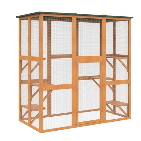 PawHut Large Wooden Outdoor Catio Enclosure With Weather Protection