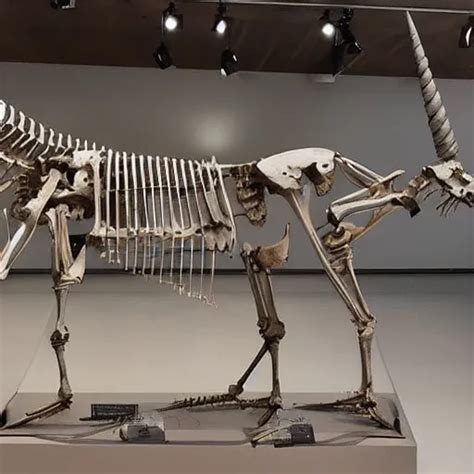 Complete Unicorn Skeleton In A Museum Detailed Stable Diffusion