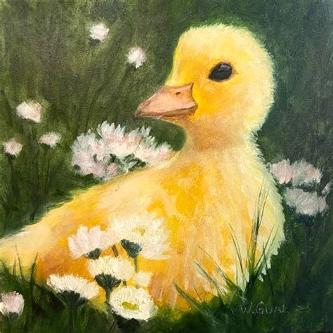 Yellow Duck Painting Canvas Fine Art Print Home Wall Decor