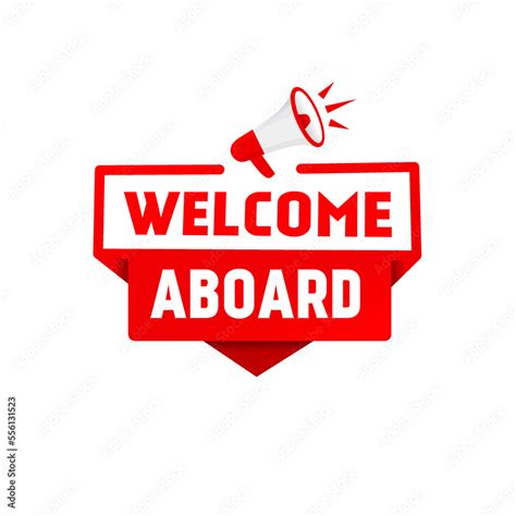 Welcome aboard banner with megaphone, vector illustration. Stock Vector | Adobe Stock