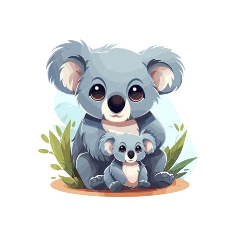 Premium Vector Cute Koala With Cub Cartoon Icon Illustration