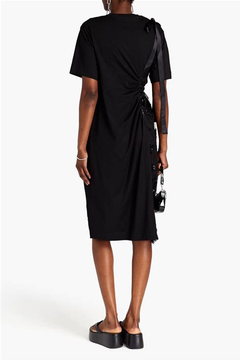 SIMONE ROCHA Sequined Tulle Paneled Supima Cotton Jersey Midi Dress