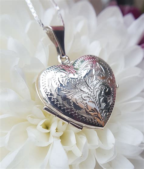 Victorian Heart Locket Necklace, Sterling Silver Locket, 40% OFF