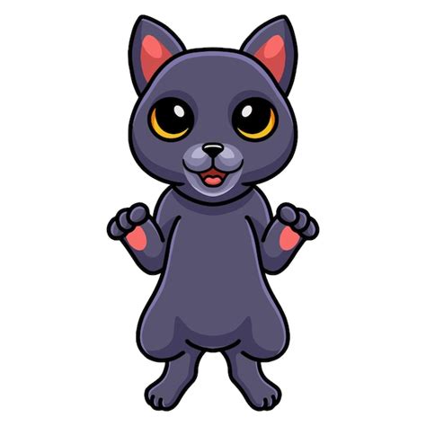 Premium Vector Cute Chartreux Cat Cartoon Standing