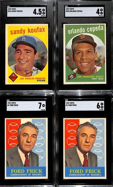 Lot Detail Lot Of 4 Graded 1959 Topps Baseball Cards W Koufax SGC