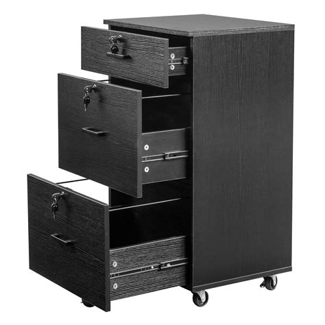 Ktaxon Office And Home Storage 3 Drawer Mobile File Cabinet Legal And Letter Size Black