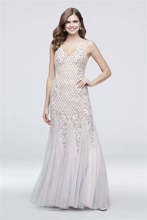 Beaded Lattice Mermaid Dress With Crisscross Back Davids Bridal