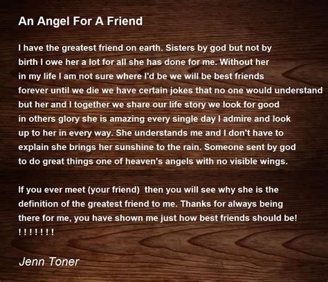 An Angel For A Friend An Angel For A Friend Poem By Jenn Toner