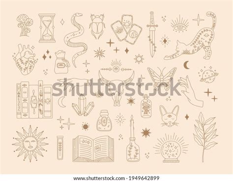 Witchcraft Sacred Big Set Mystic Magical Stock Vector Royalty Free