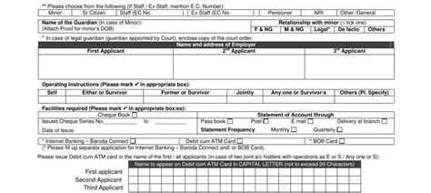 Bank Of Baroda Account Opening Pdf Form Formspal