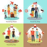 Colección de iconos planos viajeros con equipaje 477220 Vector en Vecteezy
