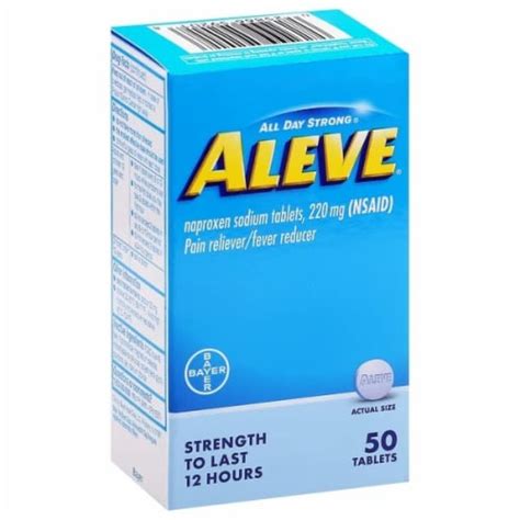 Aleve Naproxen Sodium Pain Reliever Fever Reducer Tablets Mg Ct