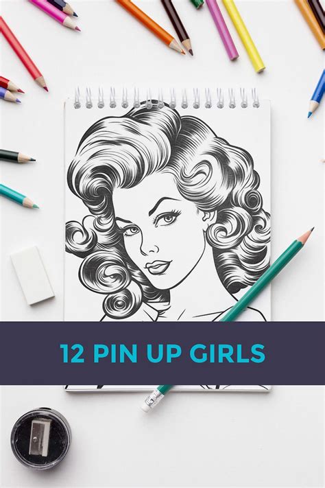 12 Beautiful Pin Up Girls Coloring Pages For Adults Grayscale