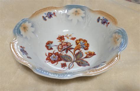 Porcelain Iridescent Floral Bowl Made In Germany Etsy