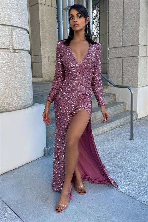 Bianca Sequin Maxi Dress Mauve Fashion Nova Luxe Fashion Nova