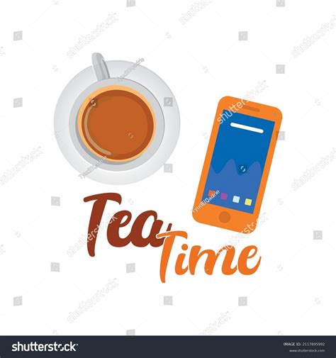 Tea Time White Background Vector Illustration Stock Vector Royalty