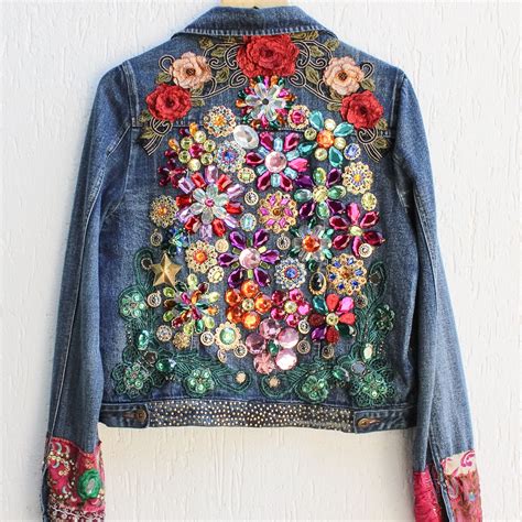 Embroidered Denim Jacket Boho Custom Embroidery