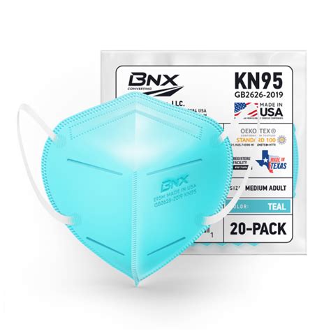 Bnx Kn95 Mask E95m Made In Usa Kn95 Face Mask Teal Adult Medium Bnx Converting Llc