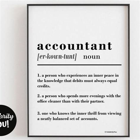 Funny Accountant Definition Wall Art Funny Accountant Poster Etsy