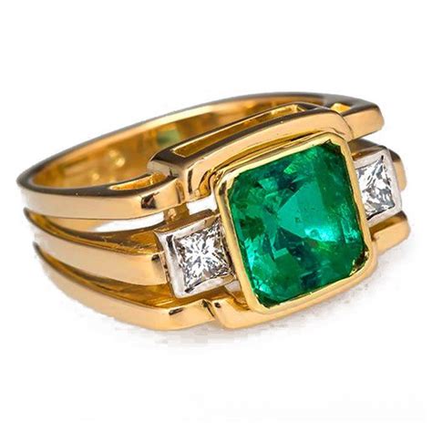 3 75 Carats Certified Emerald Diamond Ring Made With 18k Solid Gold