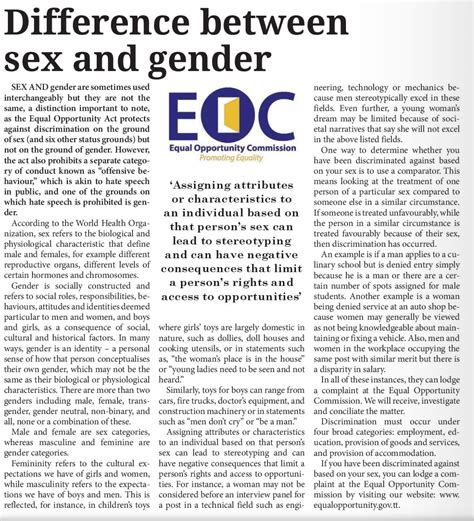 Difference Between Sex And Gender Equal Opportunity Commission