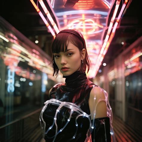 Premium AI Image | Neon Dreams The Cyberpunk Fashion Revolution of Y2K