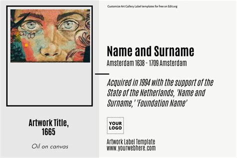 Editable Artwork Label Templates For Exhibitions