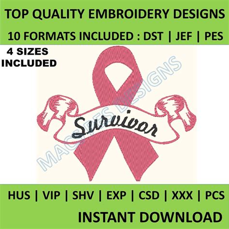 Cancer Survivor Embroidery Design Pes Jef Dst Cancer Embroidery Machine