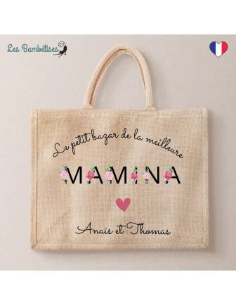 Sac Cabas Personnalis Grand M Re Lettres Fleuries Les Bambetises