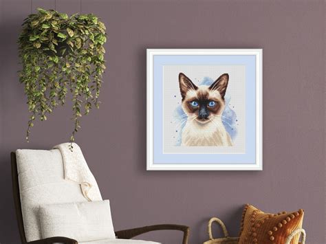 Watercolor Siamese Cat Cross Stitch Pattern Code AB 064