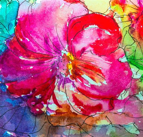 Painting In Watercolor Impressionism Style Textured Painting Flower