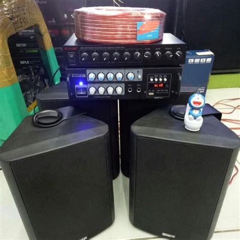 Jual Paket Speaker Aiwa Ampli Mini Bluetooth Plus Tambahan Colokan Mic