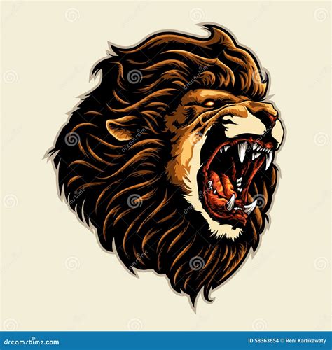 Angry Lion Head Mascot Stock Illustration Illustration Of Jaws 58363654