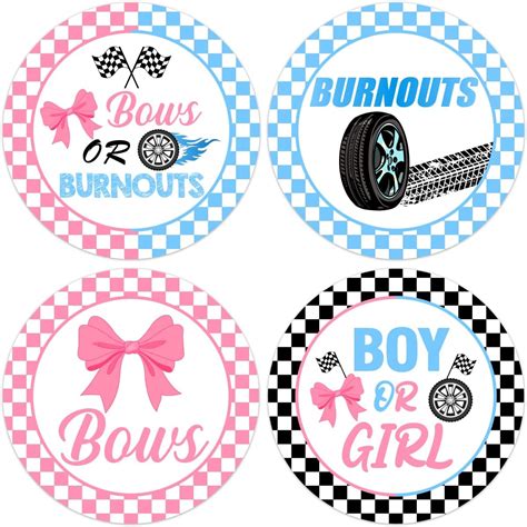 Amazon Pieces Burnouts Or Bows Gender Reveal Stickers Blue And