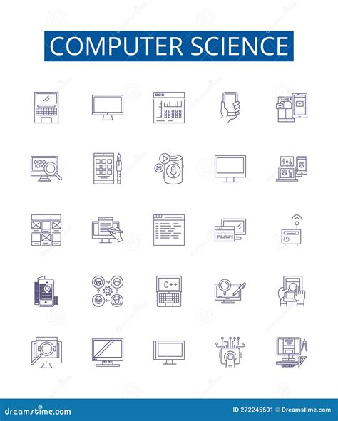 Computer Science Line Icons Signs Set Design Collection Of Technology