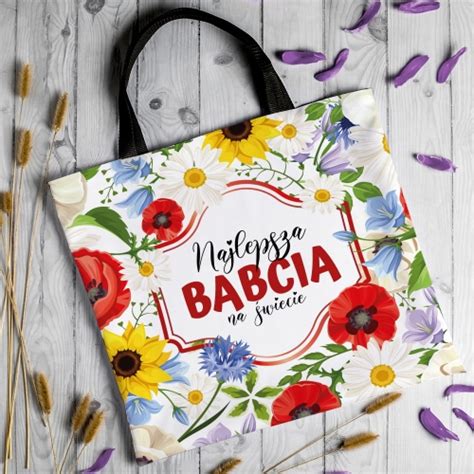 Torba Na Zakupy dla Babci Prezent na Dzień Babci Wildflowers