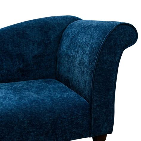 Designer Chaise Sofa In Manhattan Navy Marl Velvet Fabric Beaumont